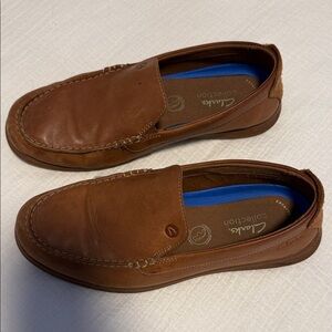 Clarks Men's Flexway Step- Tan Leather Slip-Ons